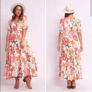Anthro Abel the Label Osaka Garden Party Floral Boho Size‎ S Rayon Maxi Dress